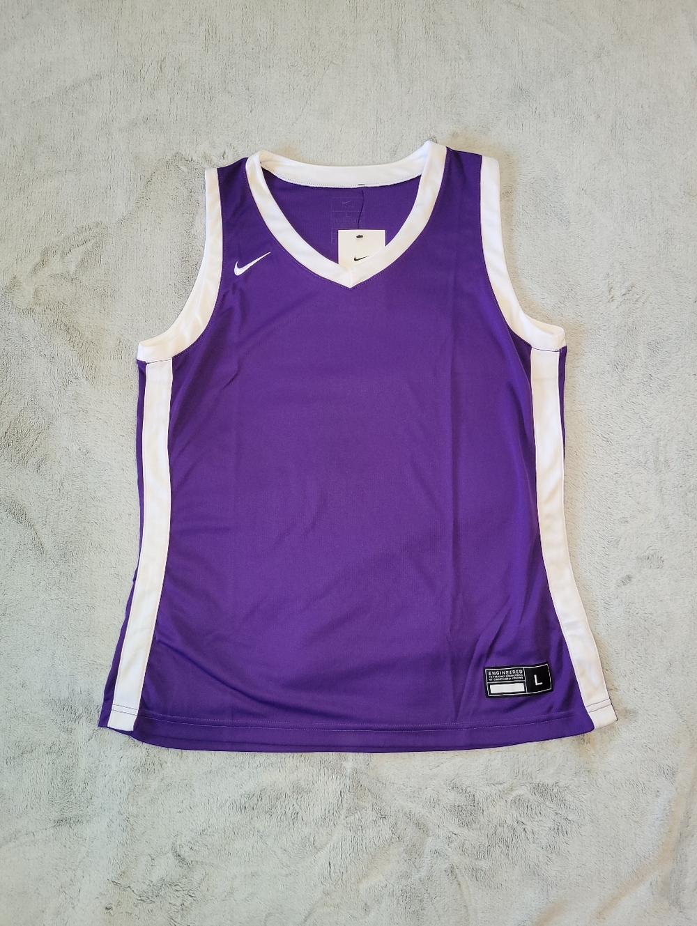 Nike Womens Large Stock Elite Dri-FIT Basketball Game Purple White Jersey DC2369